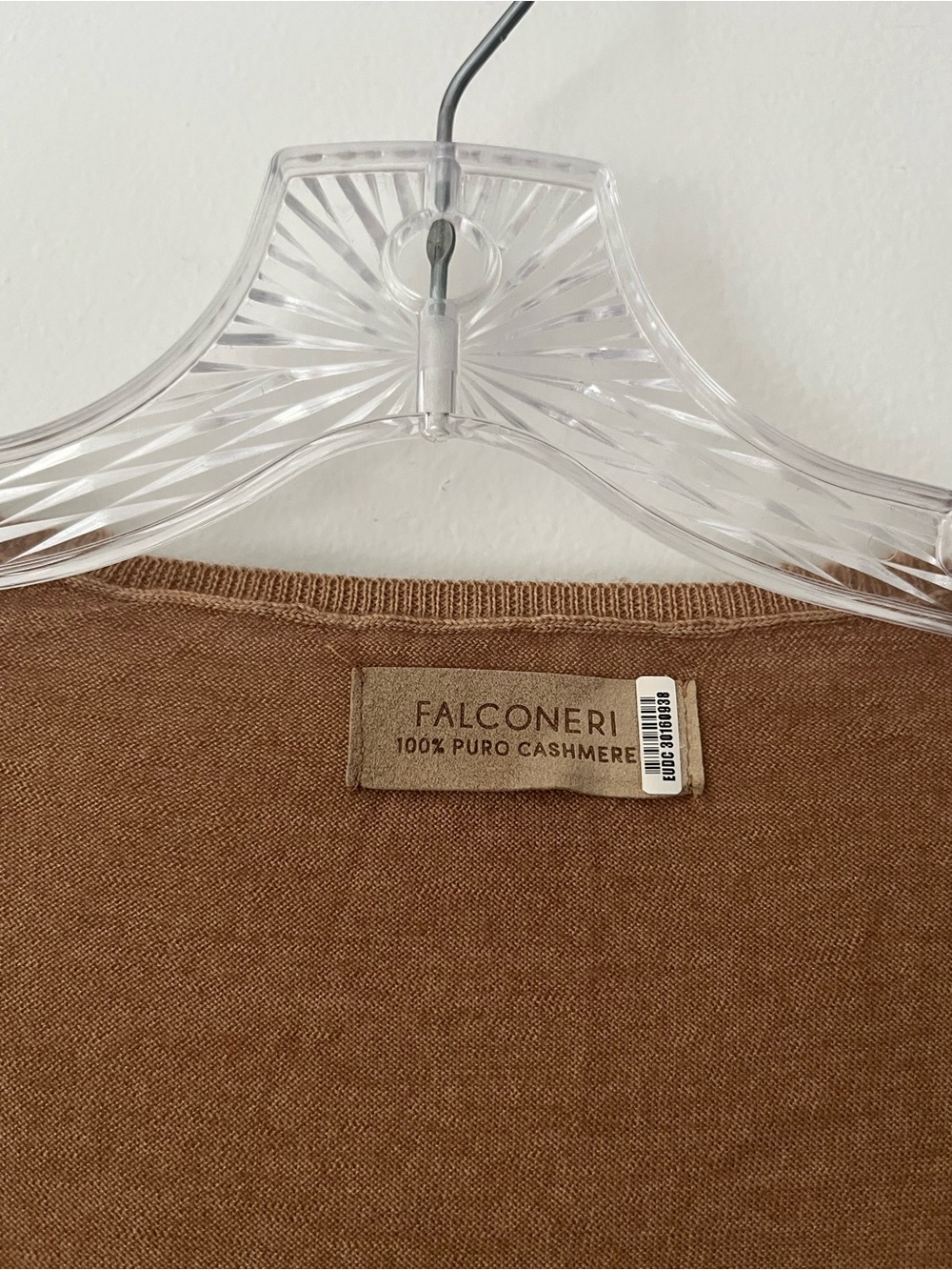 Falconeri 100% Cashmere Tan Brown Knit V Neck Sweater Classic Quiet Luxury XS - Picture 4 of 6
